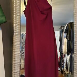 RACHEL Rachel Roy Elegant One Shoulder Dress in Deep Red